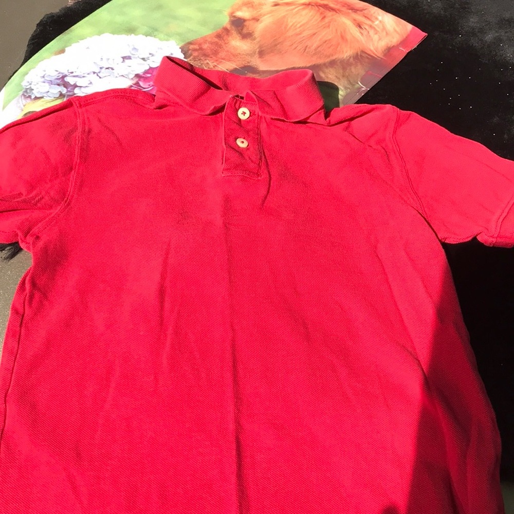 Faded Glory Red Short Sleeves Polo Shirt High Low Boys S Small (6/7)
